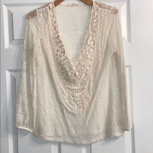 Altar’d State/Hem & Thread cream lace top